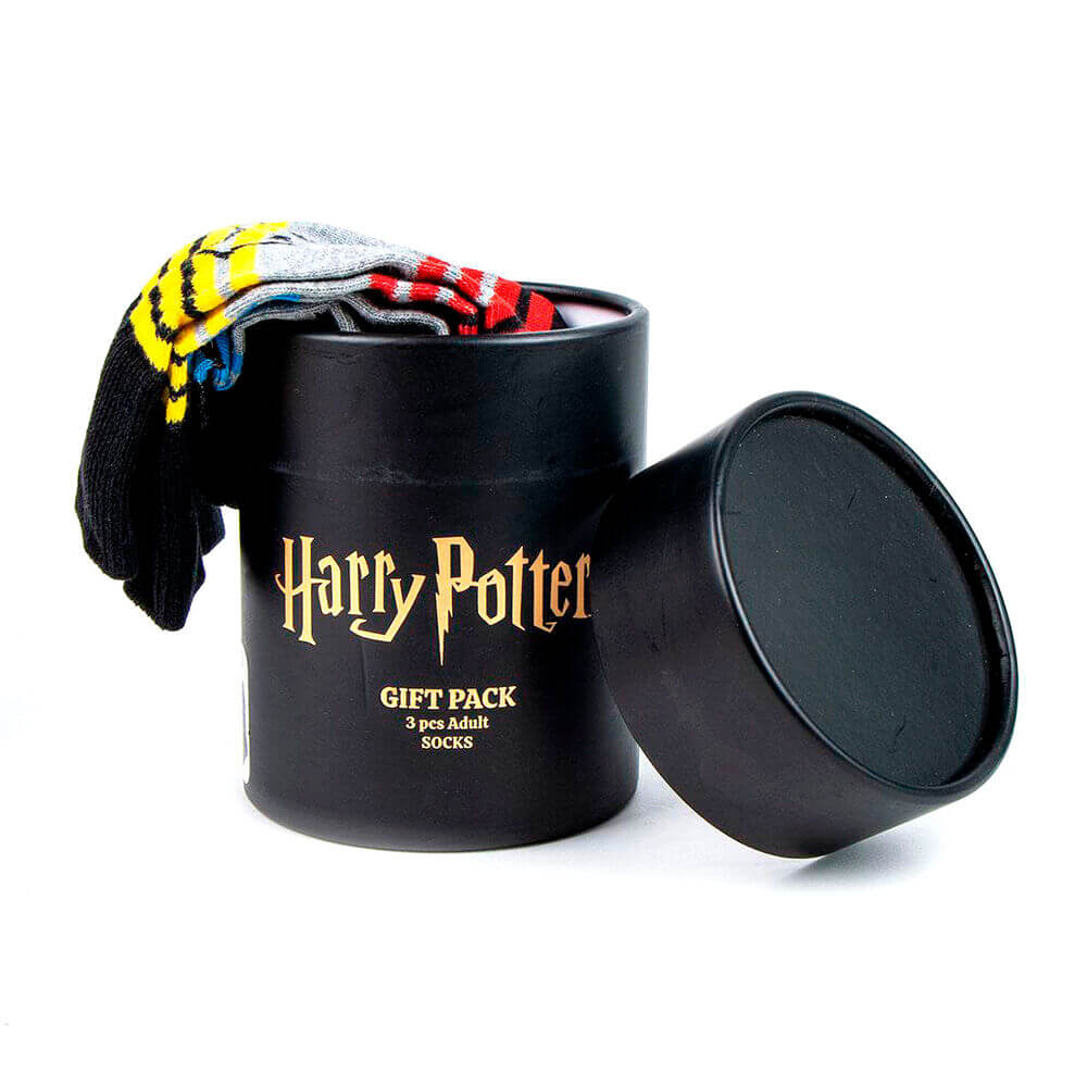Black 'Harry Potter' gift pack with socks on a white background